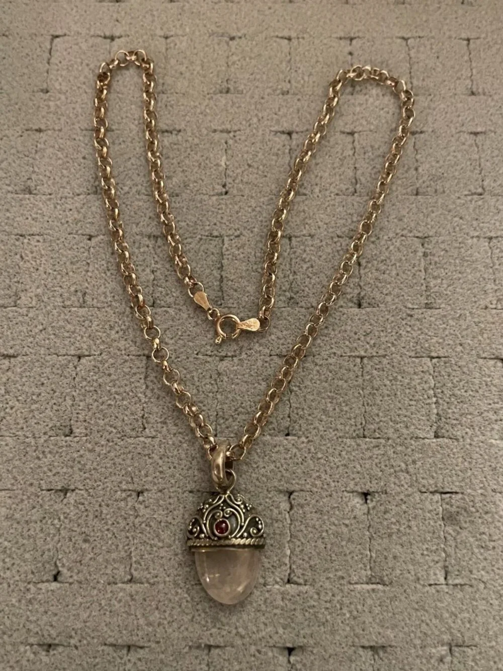 Vintage Sterling Silver Crystal Necklace Pendant 925 16